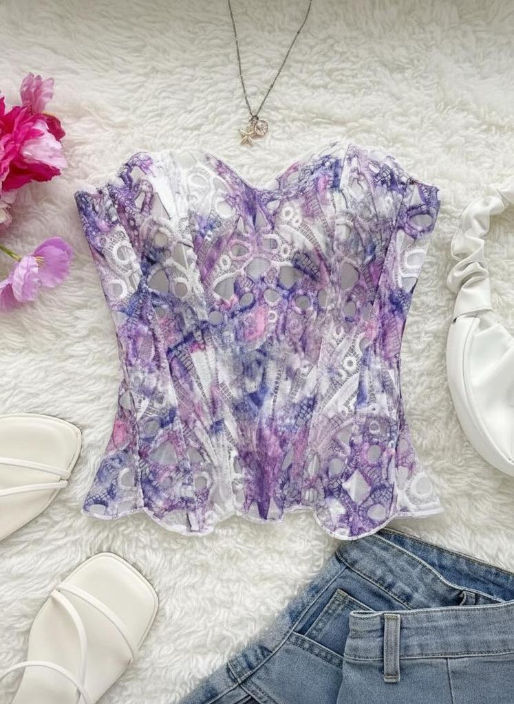 European Royal Court Style Lace Bustier - Body Shaping Mesh Top