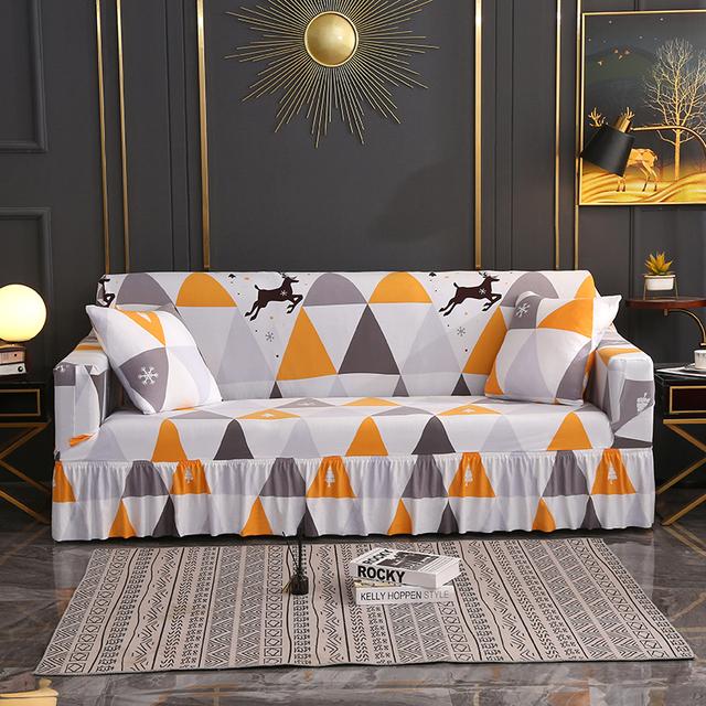 Universal Sofa Slipcover With Skirt Fitted Couch Cover Washable High Elastic Fabric With Skirt Sofa Cover For Dogs