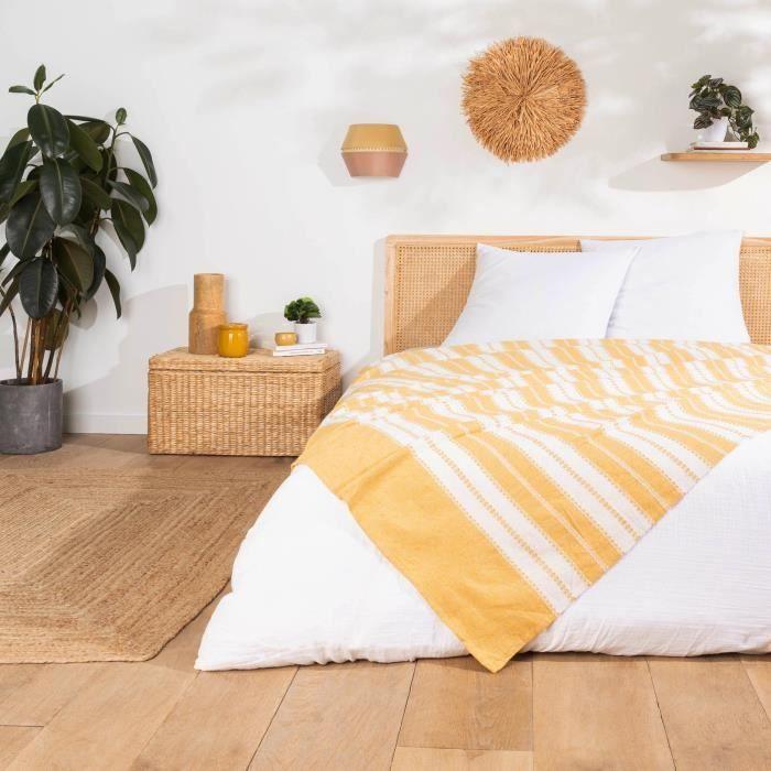 Couvre Lit - Abbysse - Jacquard - 180 X 220 Cm - Jaune - Oeko-Tex®