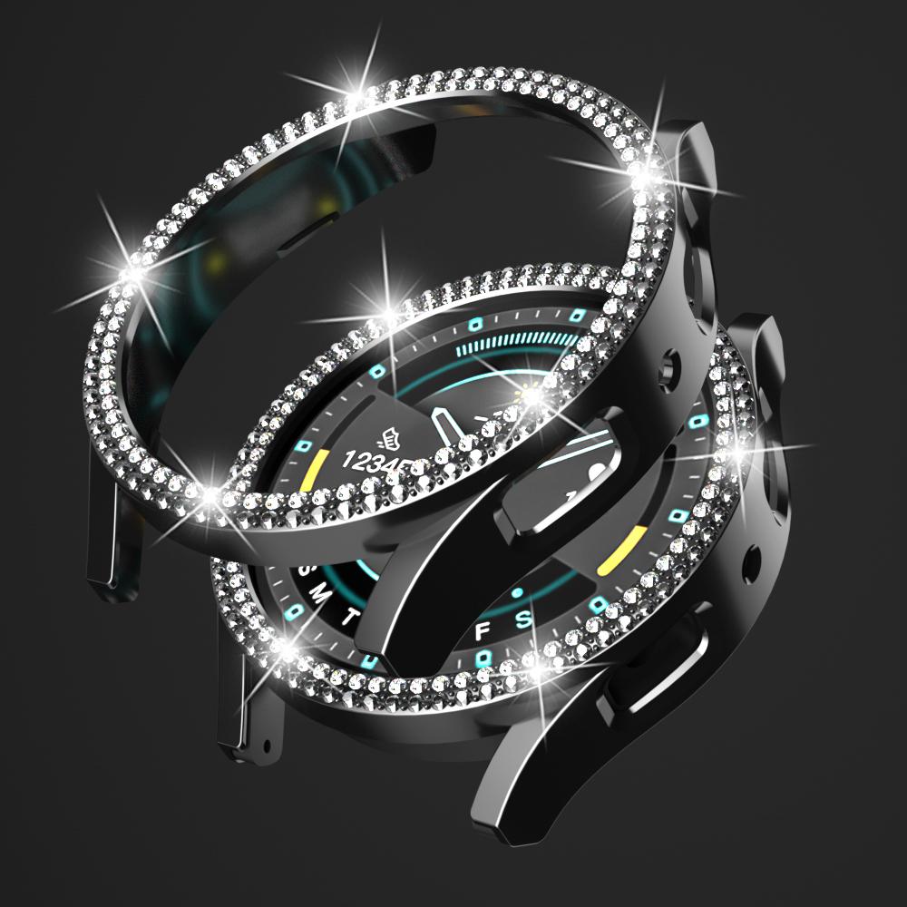 Luxury dual diamond case for Samsung Galaxy Watch 4 5 6 7 40mm 44mm case PC hollowed out protective case to prevent falling