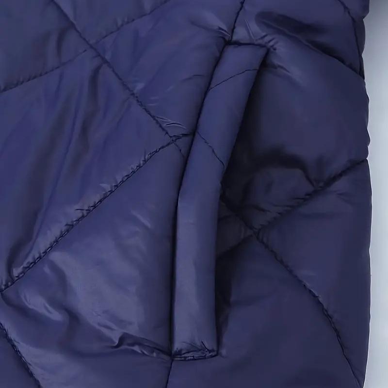 Autumn and winter new, women, loose and plush, hooded, medium to long length, cotton coat, long sleeved jacket, diamond grid, quilted cotton jacket