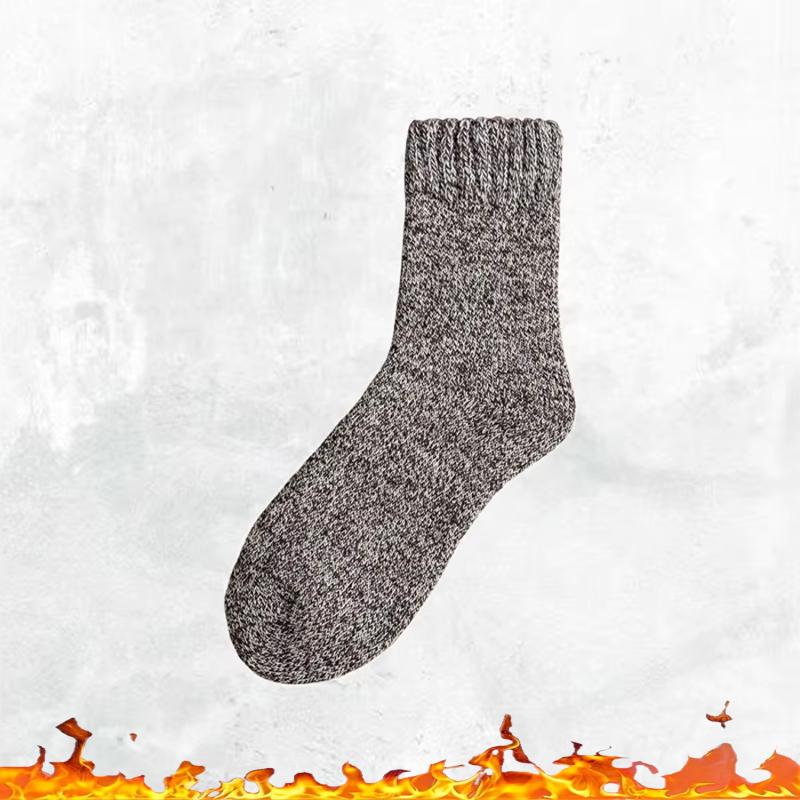 Men's Thick Warm Towel Socks 3 Pairs of Casual Solid Color Mid-calf Socks Winter Men's Socks