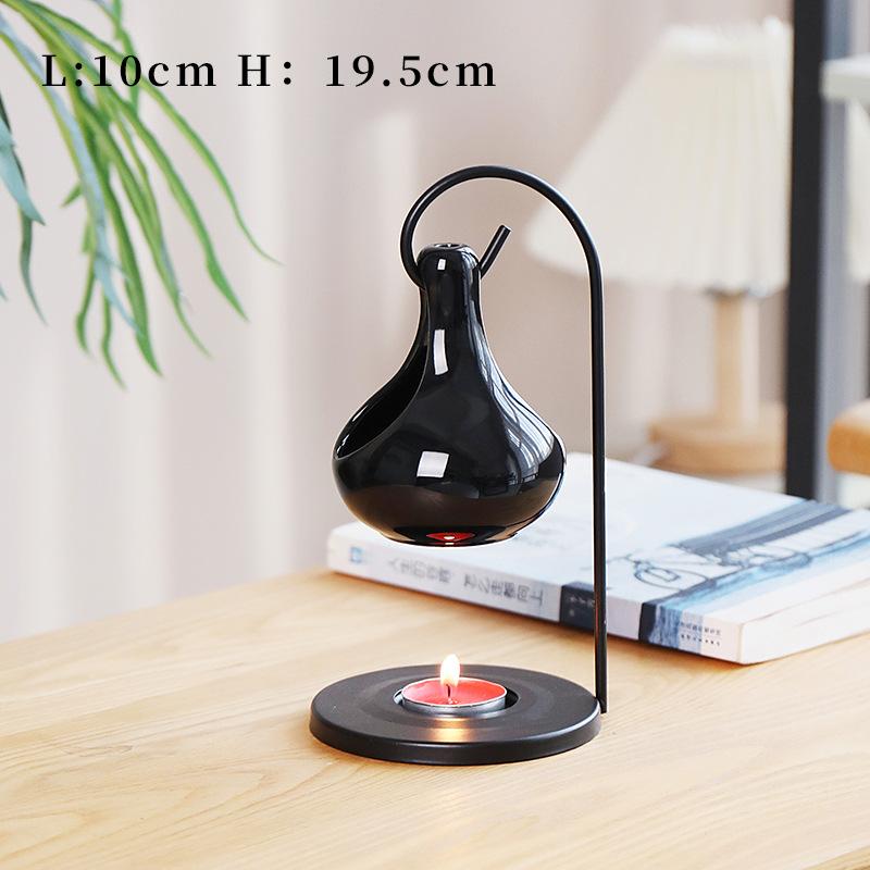 Hanging Stove Aromatherapy Black Candles Ceramic Incense Holder Tea Light Wax Melt Burner Iron Essential Oil Tealight Warmer