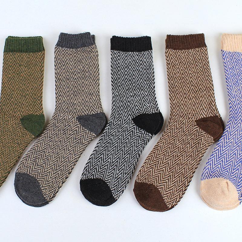 5 Pairs of Men's Winter New Thickened Warm Ethnic Wind Rabbit Wool Socks