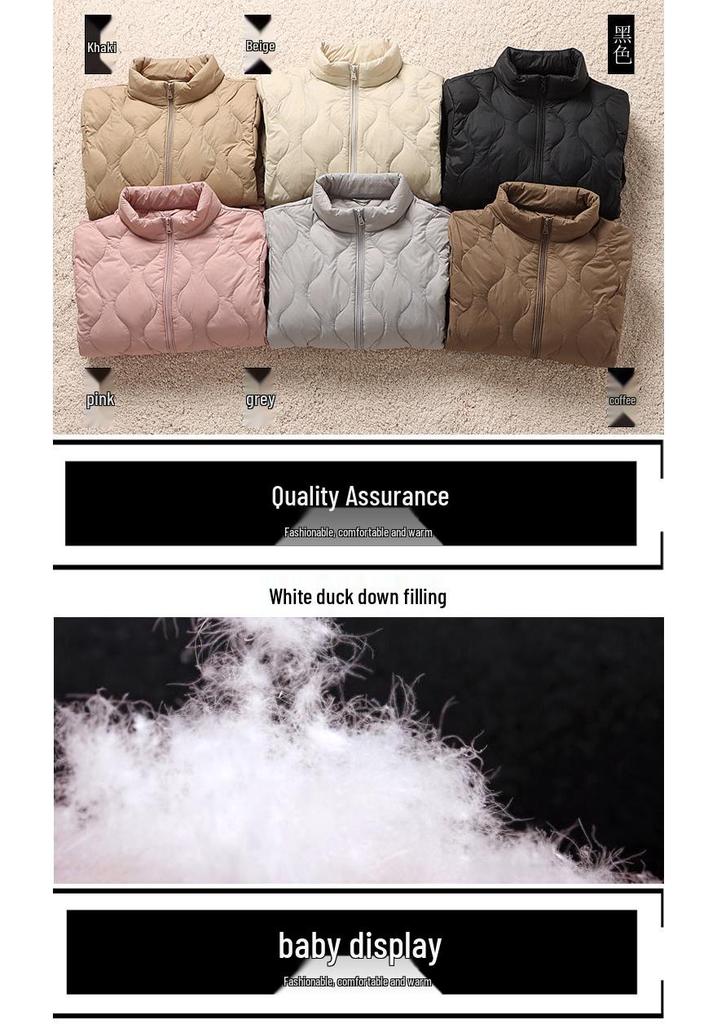 Women's Diamond Quilted Stand Collar Lightweight Down Jacket - Slim Fit, Plus Size, Warm Autumn/Winter Outerwear