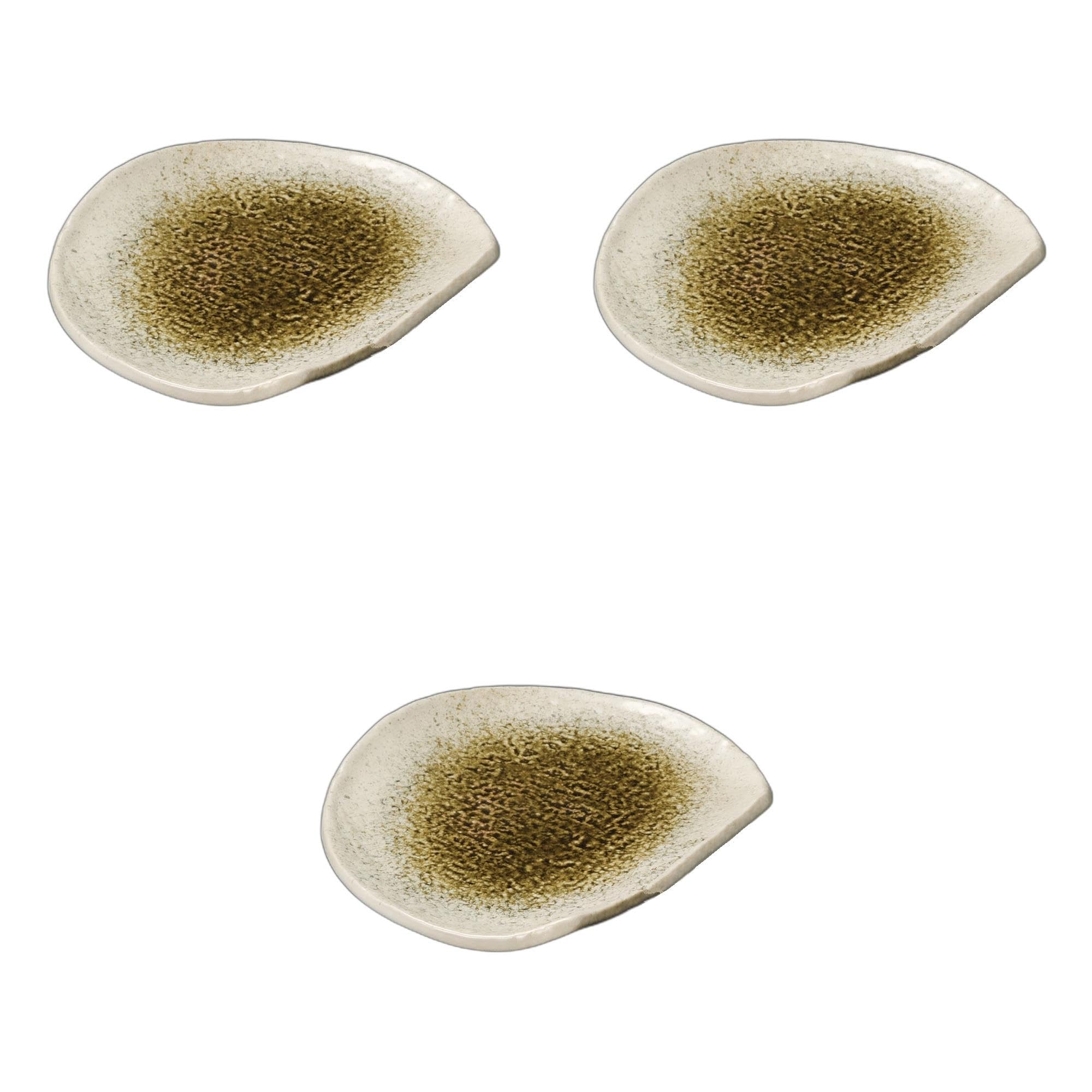 

Set of 3 Oribe Kasumi Plates x x Reinforced Ceramic Tempura Plates by Setomonohonpo Half-Moon Beach-Style 7.0 [21.5 18.6 3cm]