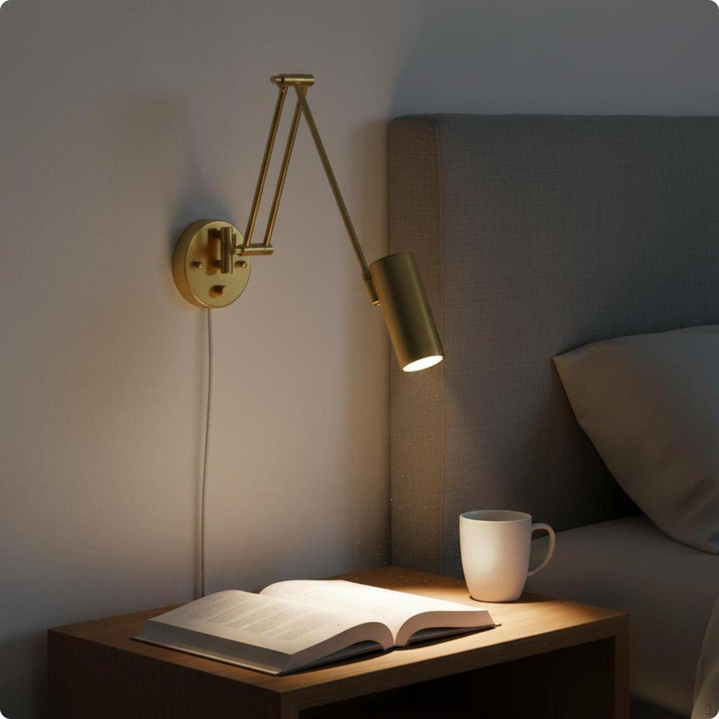 Adjustable Swing Arm Lamp Foldable Wall Light Retro Reading for Readers,