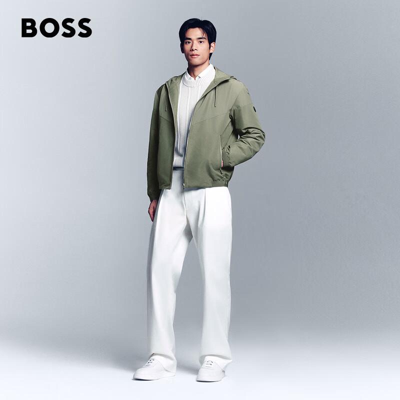 BOSS Men's Washable Poplin Hooded Jacket