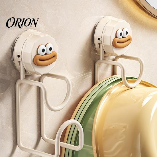Moisture Proof Bathroom Organizer Suction Cup Hook for Washbasins, No Punch Heavy Duty Vacuum Hanger, Drill Wall Hanging Rack Cartoon Design Reusable
