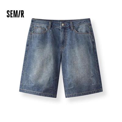 Semir Men's Summer Lightweight Retro Loose Fit Capri Denim Shorts