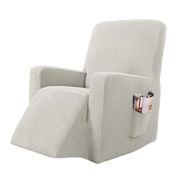 Stretchy Recliner Slipcover Updated Woven Jacquard Recliner Chair Cover With Side Pocket Anti -Slip Fitted Recliner Cover Couch Protector
