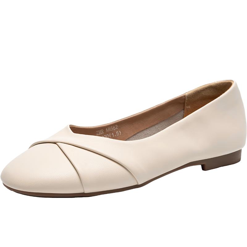 ZHR Women s Genuine Leather Retro Casual Flats EU 38