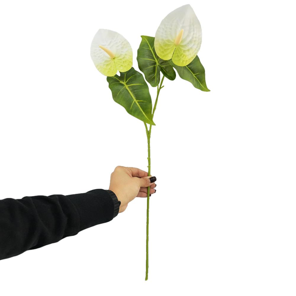 23.6inch Realistic Artificial Anthurium Lily Flowers Permanent Flower with Green Leaves for Home Decoration Wedding Bouquet