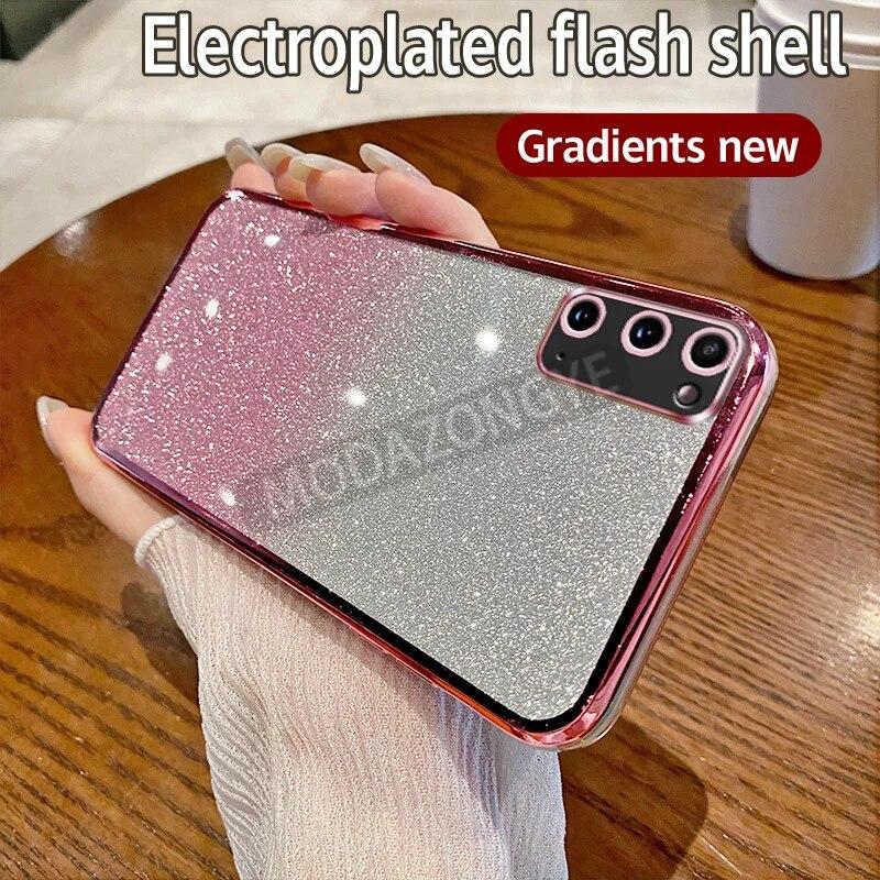 Für Samsung Galaxy S20 Hülle Galvanik Soft Glitter TPU Handy Rückseite Samsung GalaxyS20 Handygehäuse für Mädchen Frau