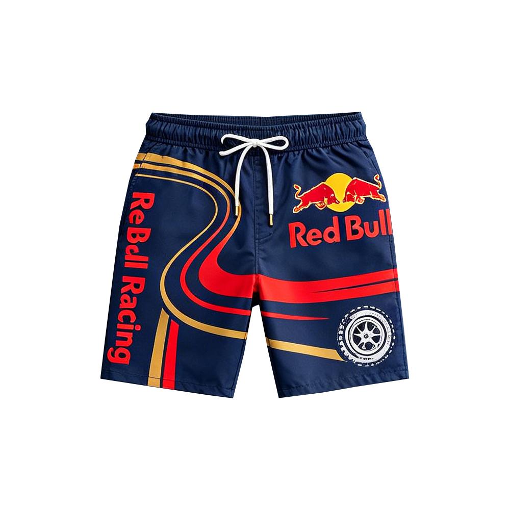 F1 Red Bull Motorsport Swim Shorts Men Summer Quick Dry Beach Board Shorts Casual Sports Racing Style Drawstring Swim Trunks