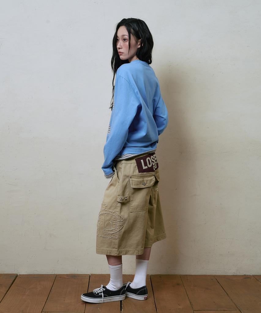 Lujeoseukeulleob Lc Logo Applique Bermuda Cotton Pants Beige