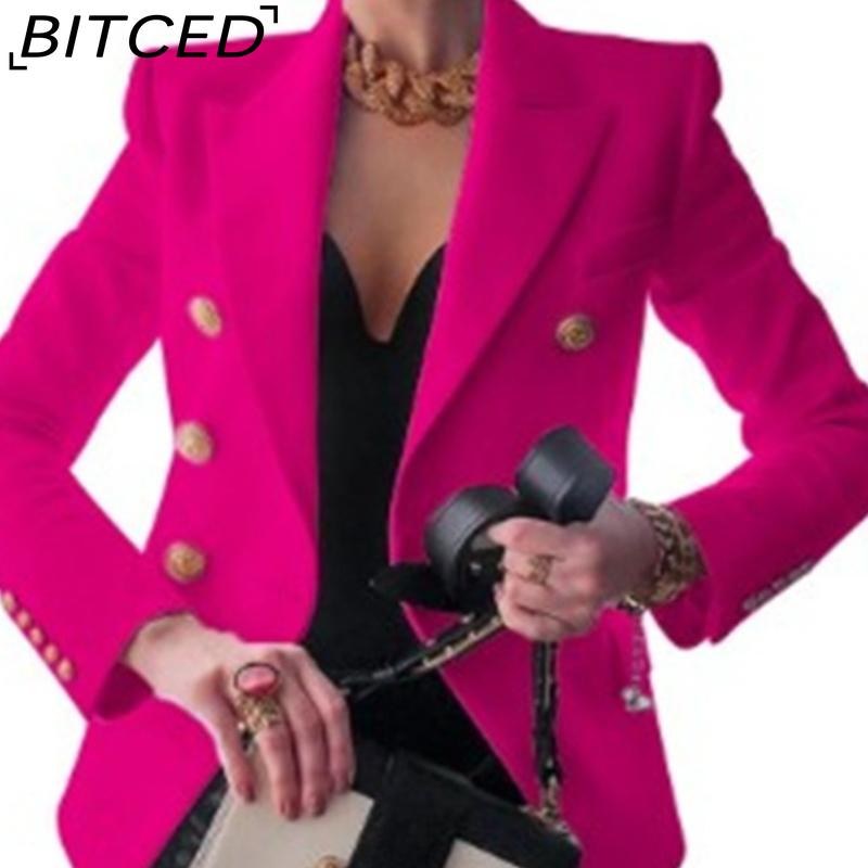 BITCED Women's Fall/Winter Solid-Color Fashionable Casual Blazer Jacket