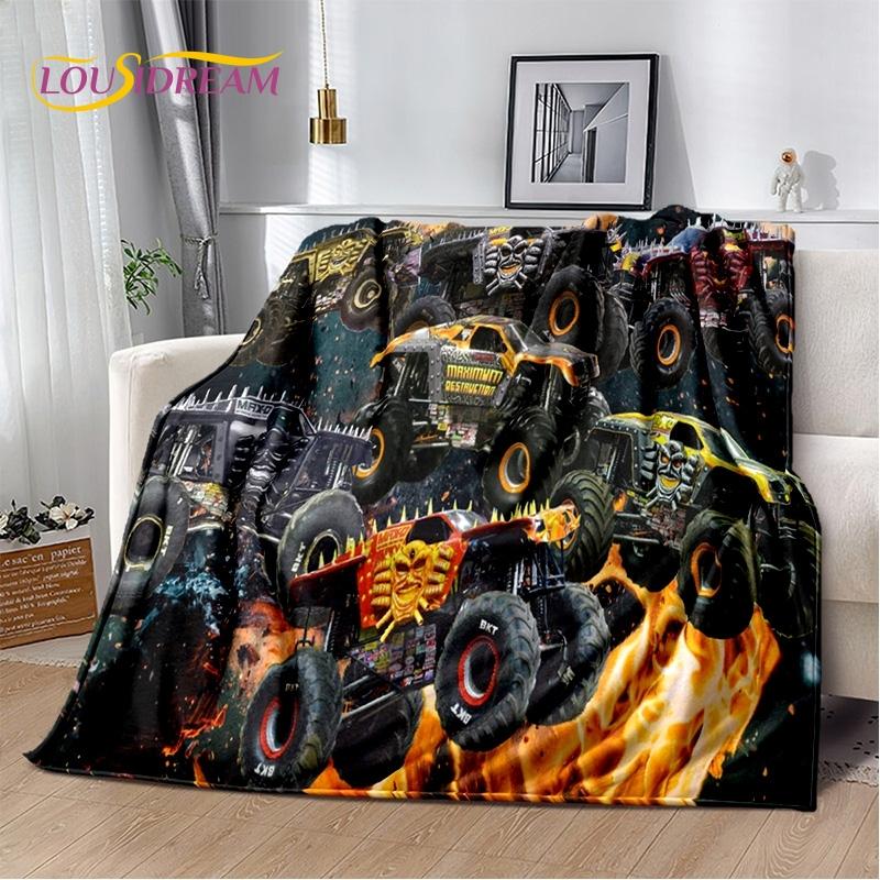 Monster Truck 3D Monster Jam Cartoon Soft Blankets,Keep Warm Throw Blanket Comfortable Blanket for Picnic Beds Sofa Home Bedroom