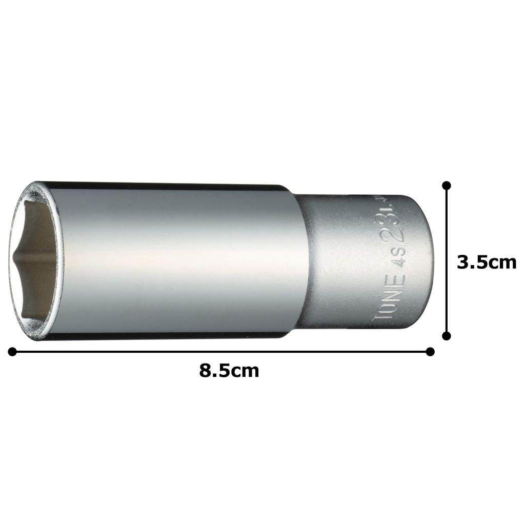 TONE Deep Socket Drive Angle Width Across Flats 23mm (Hexagonal) 4S-23L 12.7mm (1/2")