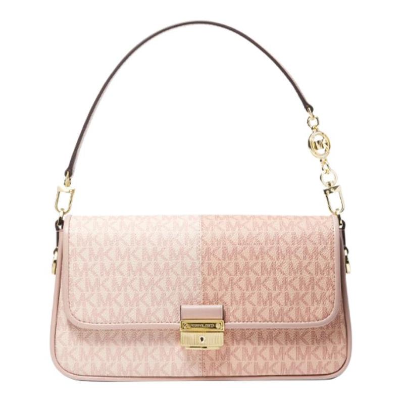 Michael Kors Bradshaw Presbyopia All-over Color-blocked Gold Buckle Leather Armpit Bag Hand-held Crossbody Shoulder Bag Women's Ballet Pink