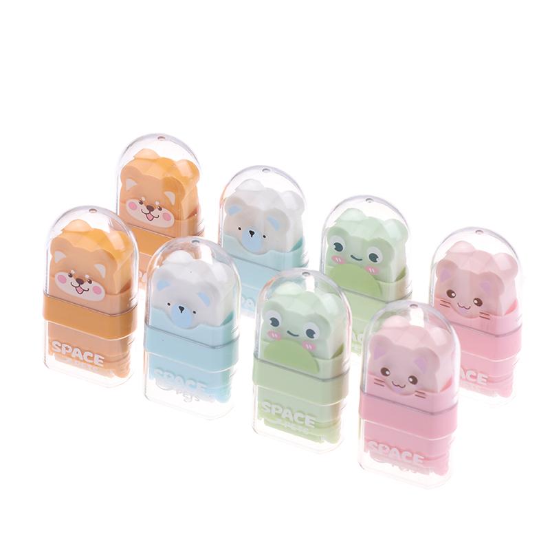 2 Piezas/Set Borrador de Rodillo Borrador con Forma de Animal Limpia Pocas Virutas Lindo Borrador de Dibujos Animados