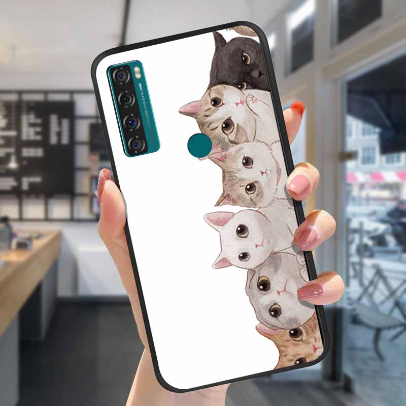 For TCL 20S Cases 20L 20se 20L+ 3D Relief Floral Silicone Emboss Covers For TCL 20S Back Cases Protective Coques Fundas TCL 20SE