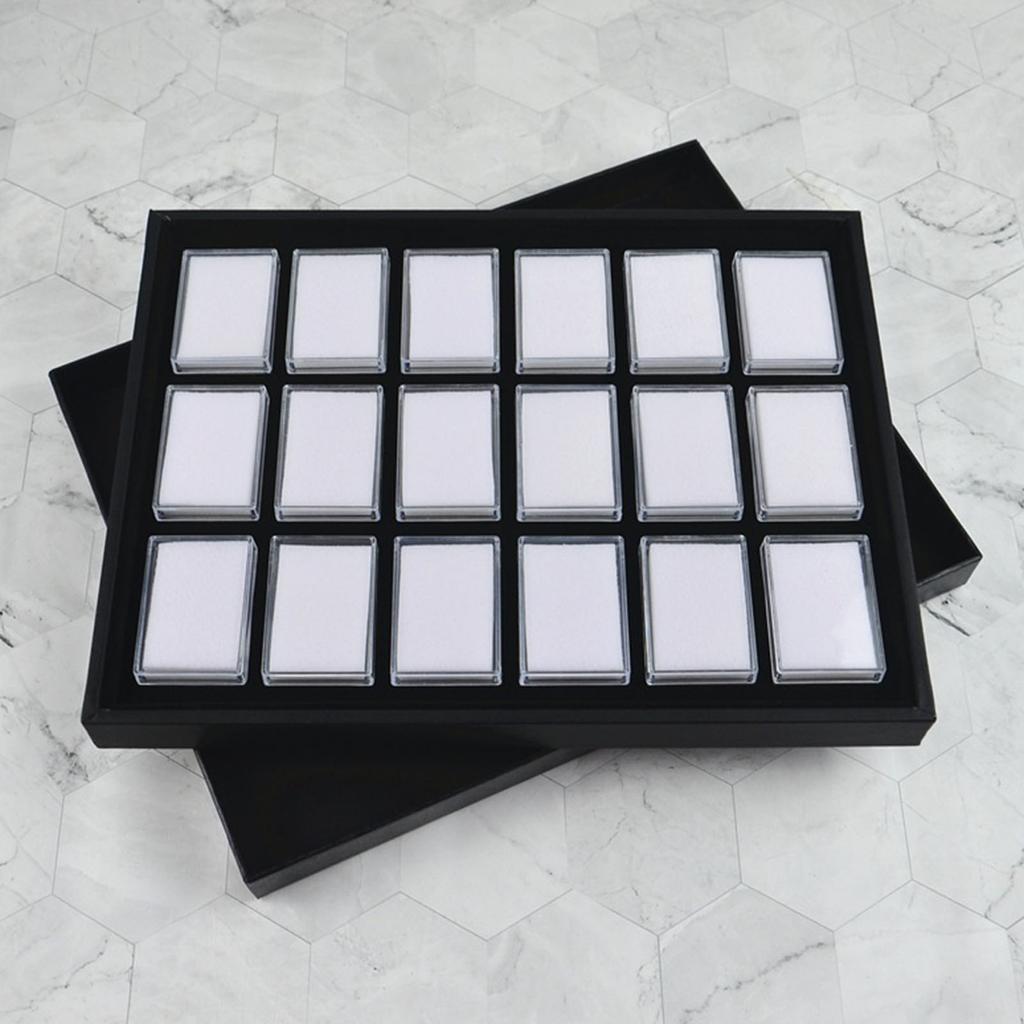 18 Gem Holder Case for Jewelry Display and Storage Square Gemstones Organizer with Foam for Collectibles and Crystals