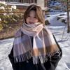 Vintage Plaid 100 Wool Plaid Scarf Female Couple Autumn and Winter Warm Maillard Scarf