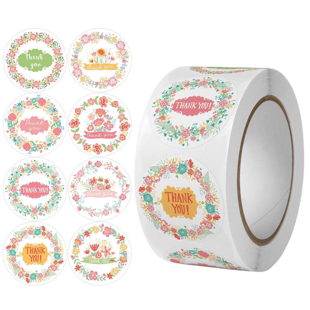 500 Self-Adhesive Thank You, Dessert, Cake, & Baking Stickers - Cartoon & Floral Styles for Children & Wedding Rewards