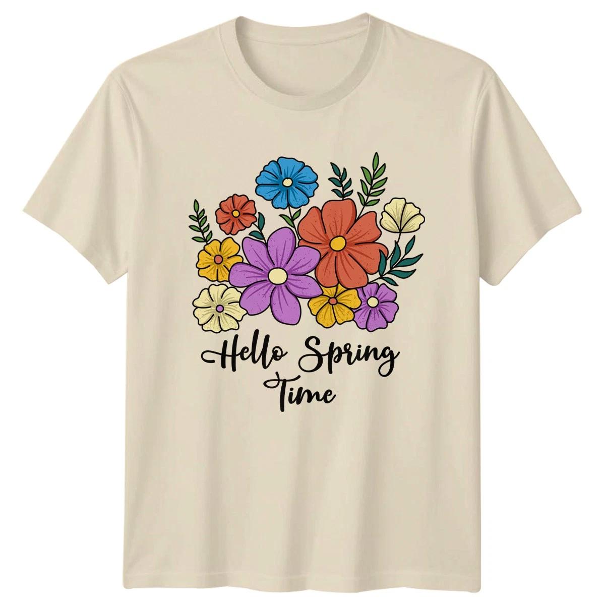 Hello Spring Time Womens T-Shirt Floral Nature Mothers Day Gift For Her XXXL