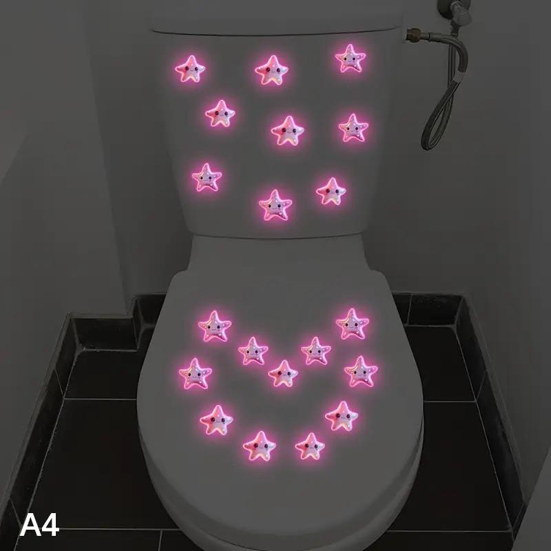 Selbstklebender Lotus Leuchtet-im-Dunkeln Toilettenaufkleber Badezimmer Toilettendeckel Dekoration Ambiente Dekorativer Aufkleber Wanddekor Abziehbild