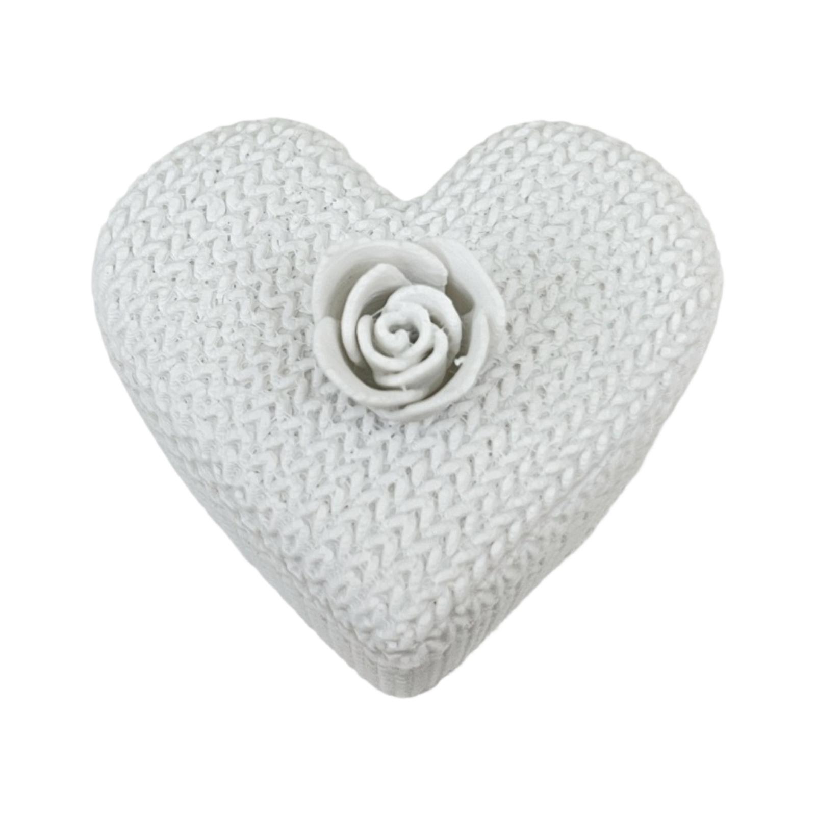 

3D Printed Heart-Shaped Storage Box Lid With Flower Design Ornament One Size білий