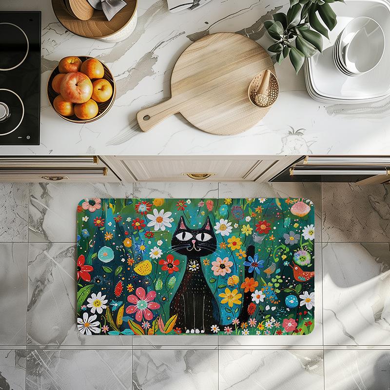 Halloween Rug Cat Crow Skeleton Ghost Pumpkin Printed for Halloween Floor Decoration Rug Entrance Mat Living Room Bedroom Decor