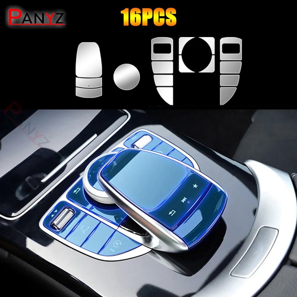 

For Mercedes Benz C E G V GLC Class W205 W213 X253 W463 W464 G500 Car Center Console Multimedia Mouse Button TPU Protector Film 16PCS