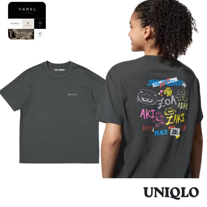 UNIQLO 490279 JOEUN FRIENDS UT Oversized Fit Graphic T-Shirt DARK GRAY Women Japan XS