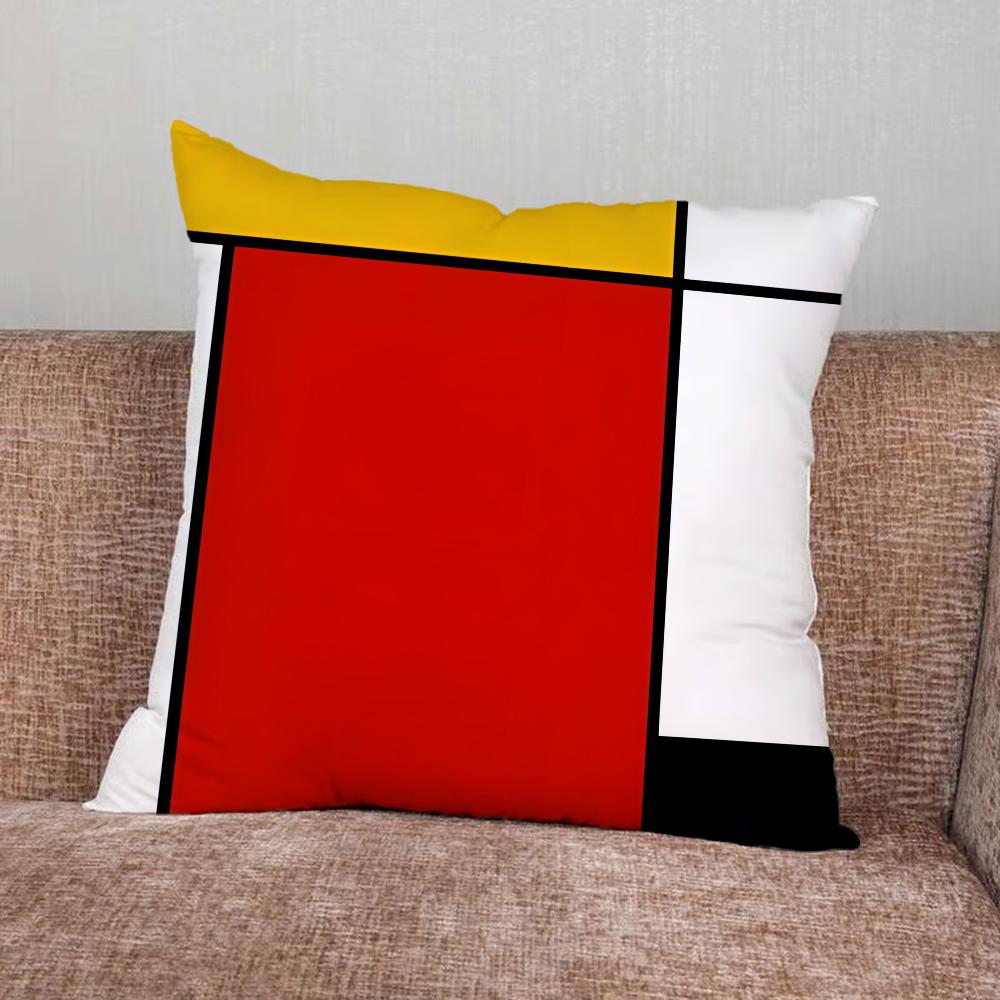 Mondrian Color Square Art Pillow Case For Home Bedroom Car Office Decoration Living Room Sofa Cushion Cover Suitable