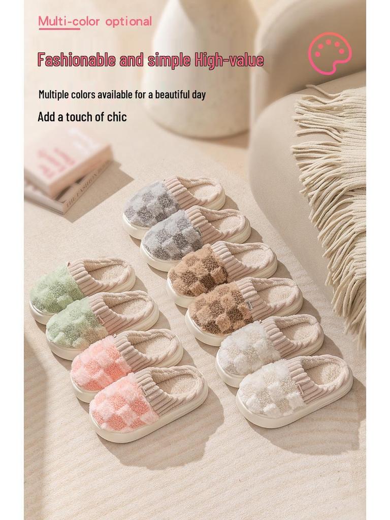 Women's and Men's Warm Non-Slip Cotton Slippers for Autumn and Winter