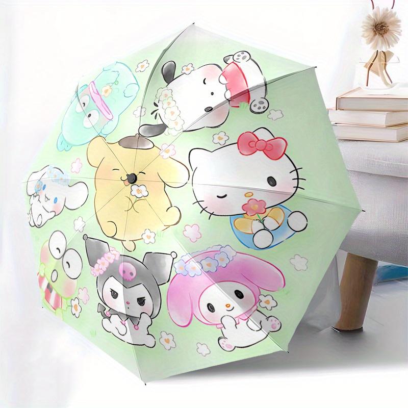 Sanrio Automatic Open/Close Umbrella-Cute Umbrella with Cute Design, Portable 3-Fold Compact Umbrella for Men & Women, Halloween Christmas G