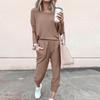 Sets For Women 2 Piece Round Neck Long Sleeve Shirts Colid Sweatpants Pocket Sets