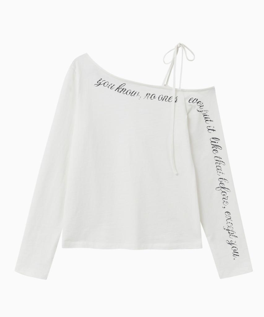 Jenyujeu Drops One-Shoulder Lettering Sleeve - Ivory