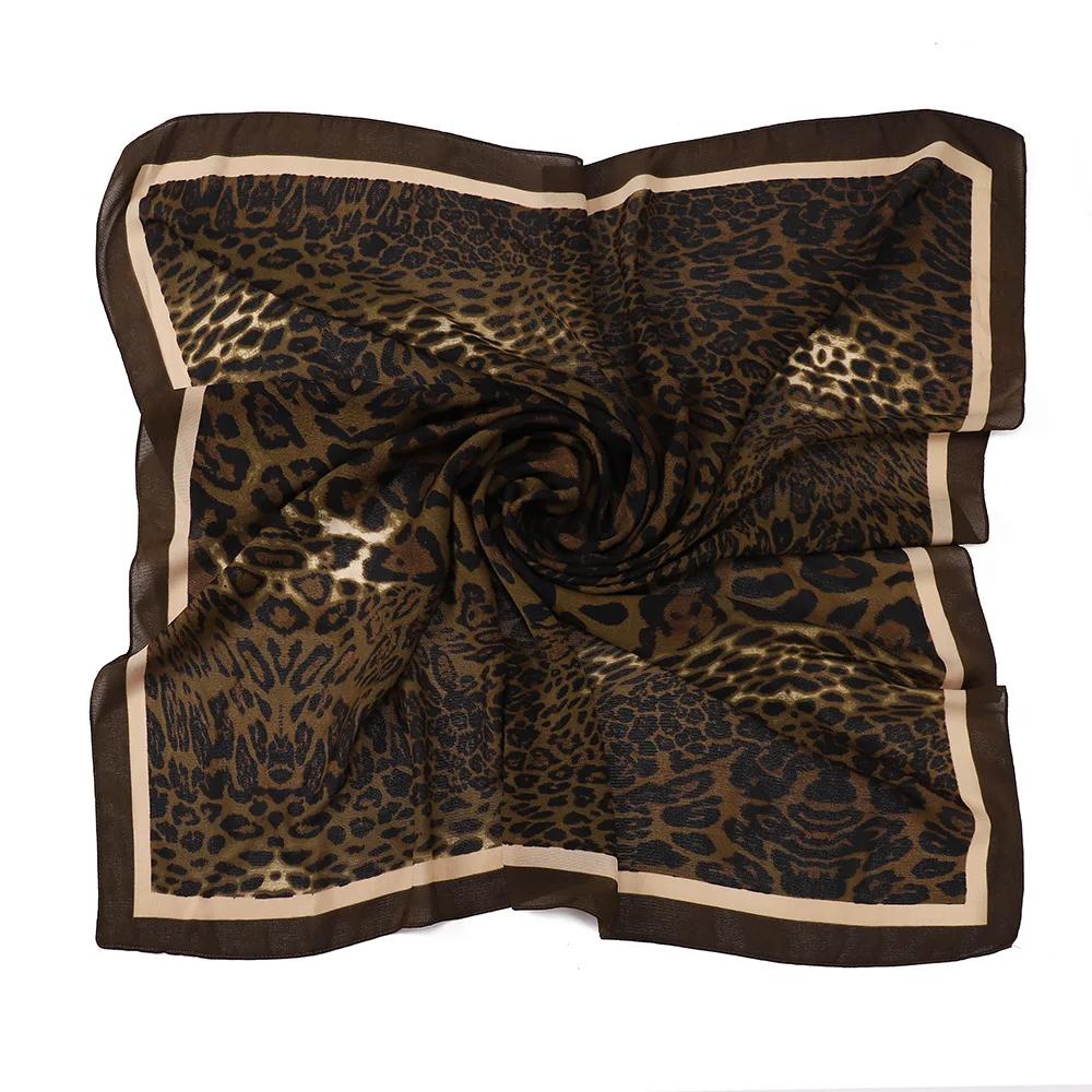 New Design Leopard Print Square Scarf Hijab Voile Large Shawl Hijabs For Women Muslim Fashion Scarf Headwraps Turban Ramadan