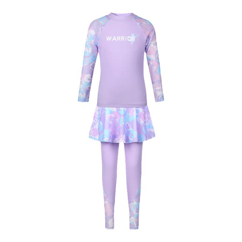 Girls' Long Sleeve Two-Piece Swimsuit Set - Sun Protection, Sweet Style 2026 for Middle School Students