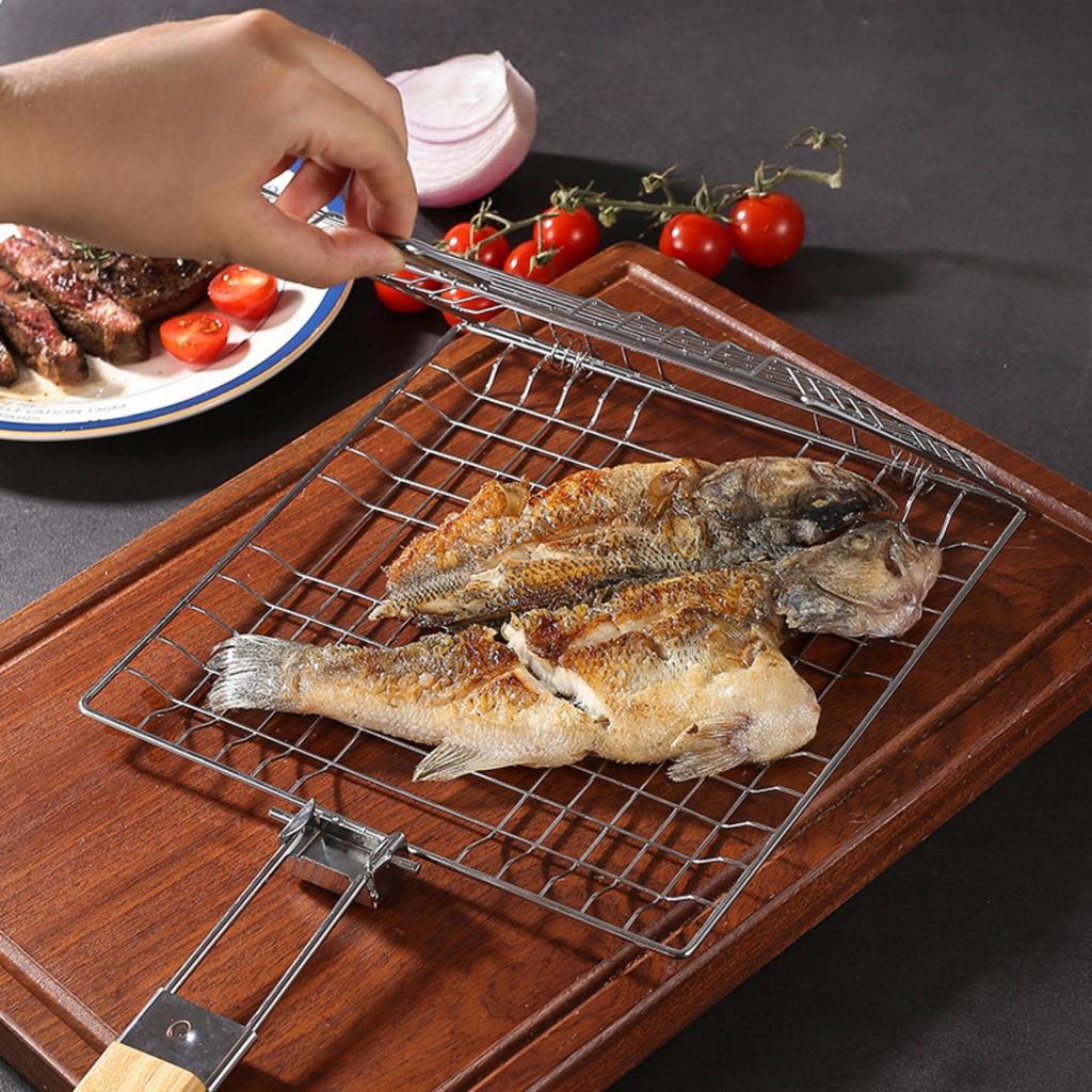 1pc BBQ Grill Basket - Heavy Duty Barbecue Turner for Meat, Steak, Shrimp, Veggies - Rustproof Outdoor Grilling Accessory for Picnic Camping