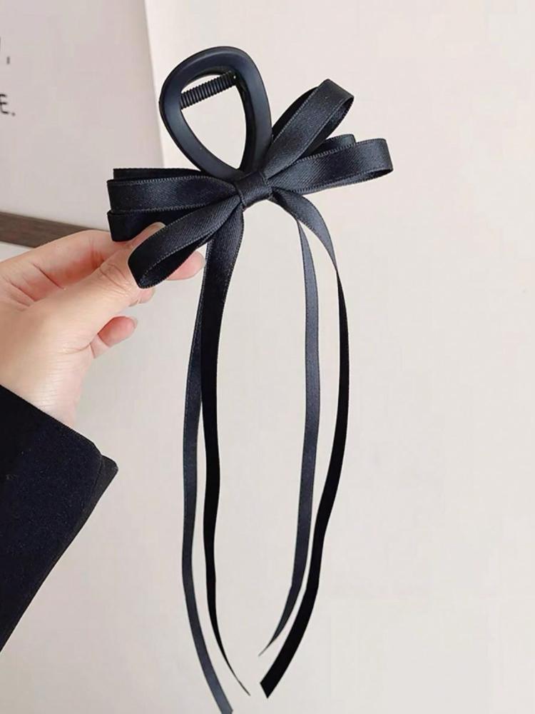 

1 шт. Милый бант из атласной ленты, заколка-краб для волос, универсальная заколка для волос для женщин, идеально подходит для шиньонов и высоких причесок, весна-лето, Хэллоуин чёрный