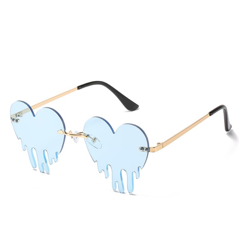 Love Tears Sunglasses Women'S Ball Funny Glasses Personalized Metal Frameless Sunglasses Tide