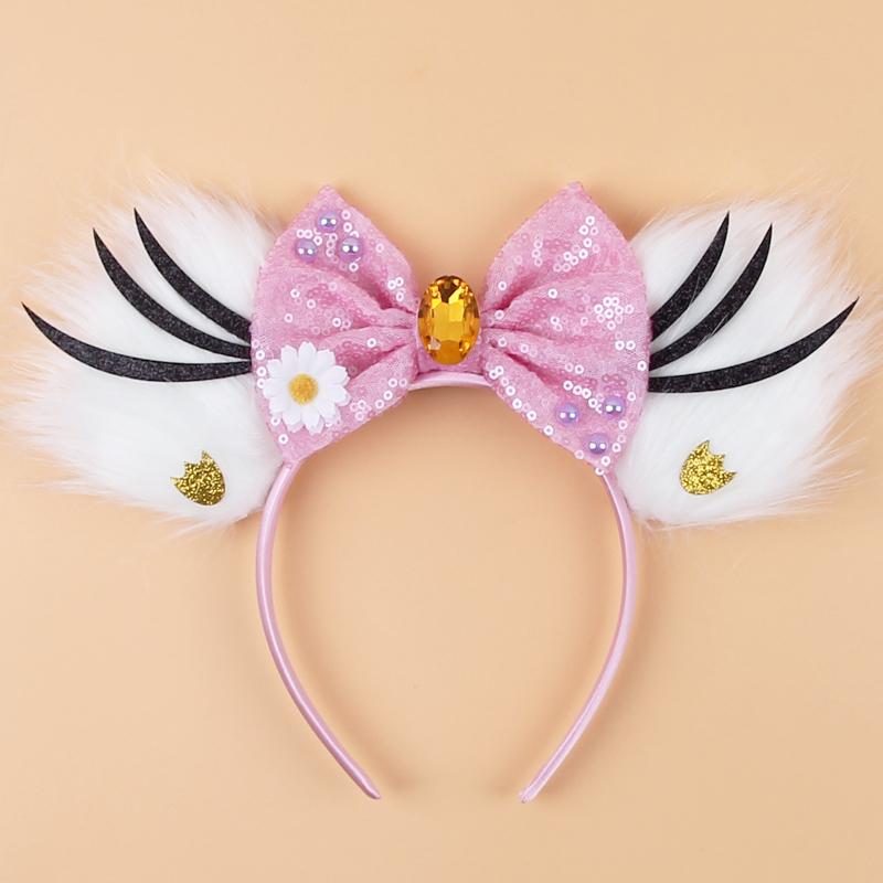 Fashion New Brown Beauty And Beast Mouse Ears Headband 5" Headwear Boys Girls Festival Party Hair Accessories Women Gift