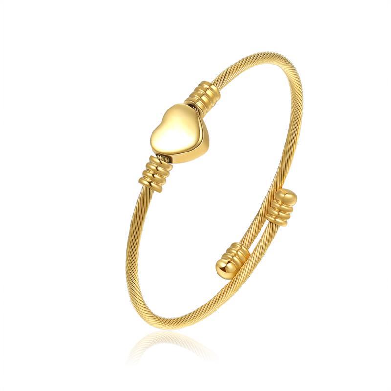 Vergoldetes einfaches Herzarmband - Europäischer & Amerikanischer Stil, Geflochtenes Titanstahl-Design