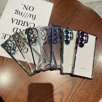 Suitable for Samsung S25ultra Phone Case, Electroplated Transparent S24FE Four-corner Airbag, S23plus Drop Protection Case