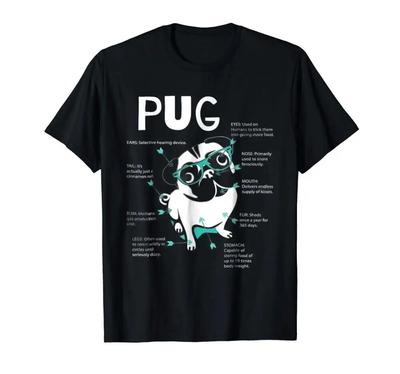 Anatomy Of A Pug T Shirt New Summer Fashion Unisex T Shirt Simple Short-Sleeved  T-Shirt Unisex Cotton Tees Streetwear Harajuku