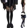 Sexy Women Faux Thigh High Socks Pantyhose Japanese JK Cute Jacquard Pattern Patchwork Stockings Mock Suspender Tights